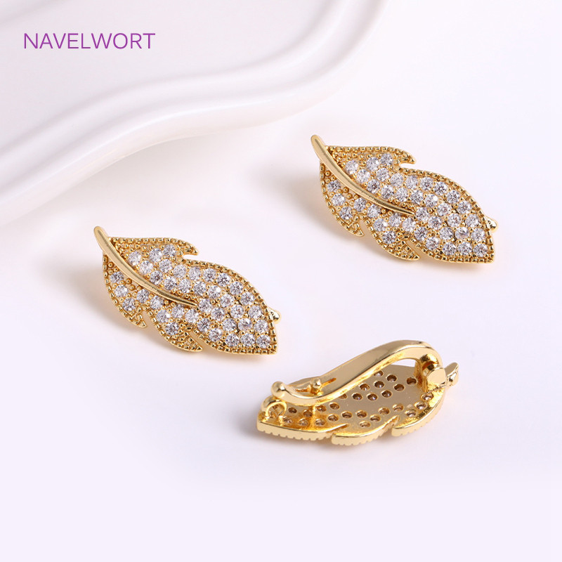 Blizgantys cirkonio perlų užsegimai, lapų / plunksnų / drugelio formos jungtys, „pasidaryk pats“ perlų papuošalų kūrimas