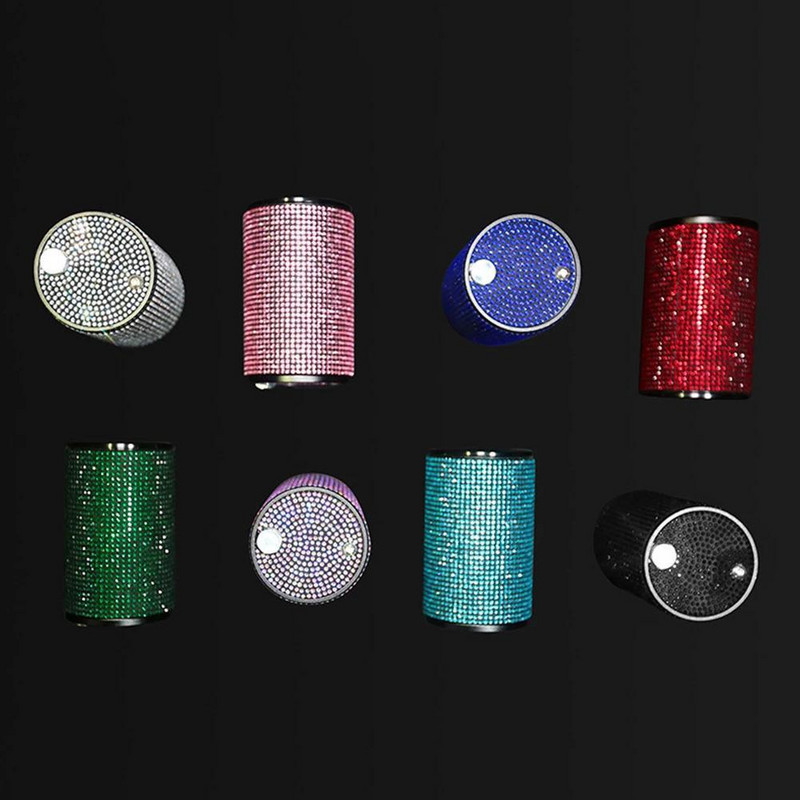 Scrumieră de mașină cu diamante universală pentru fete femei Scrumieră cu strasuri de cristal Decor interior auto Suport țigară cu capac Navă