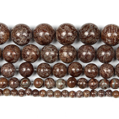 Dabīgais akmens gluds brūns alabastra šarms apaļas brīvas krelles rotaslietām rokdarbu rokassprādze Diy Strand4-12MM