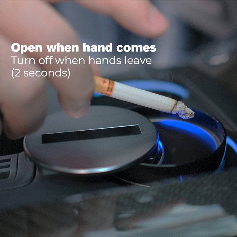 Automatikus nyitás és zárás hamutartó Auto kiegészítők Intelligens kreativitás Infravörös indukció Autós asztali Zár füst utánzat