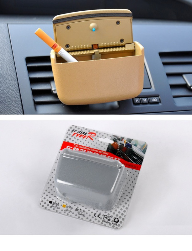 Automobilių priedai Nešiojami LED šviesūs automobilio peleninė juoda automobilio oro išleidimo angos laikymo dėžutė Universalus cigarečių cilindro laikiklis automobilio stilius