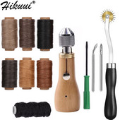 Bőrvarró csüllő szett lapos viaszos cérnával Overstitch keréktű cipész varrótű Manuális Speedy Stitcher Leathercraft