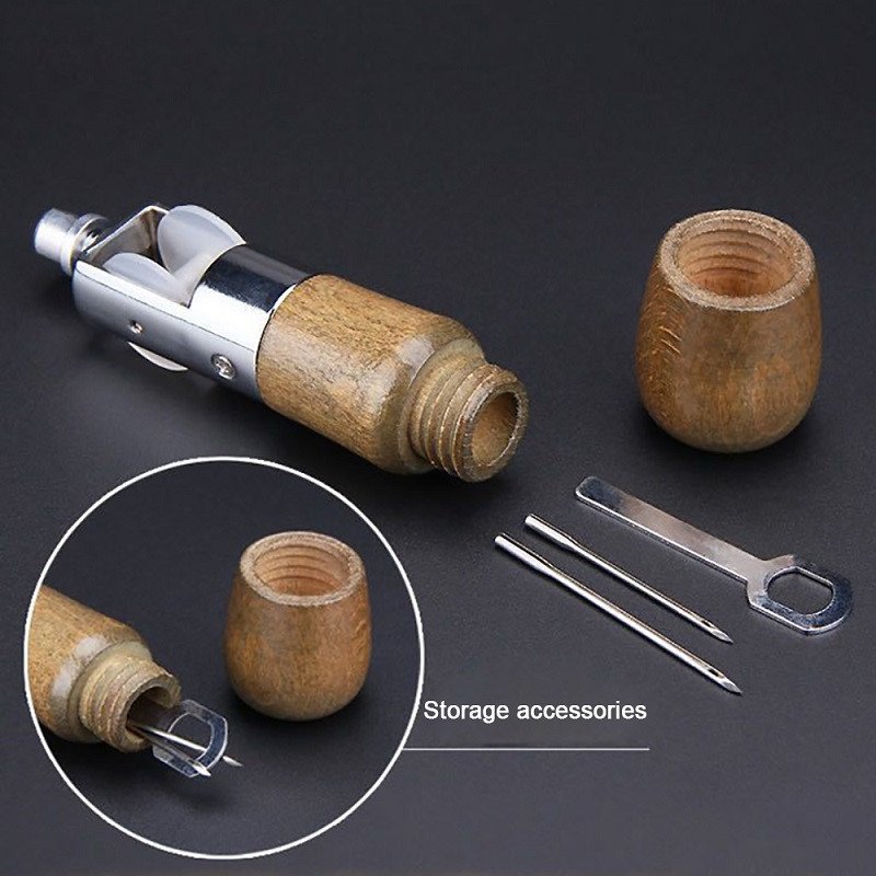 Bőrvarró csüllő szett lapos viaszos cérnával Overstitch keréktű cipész varrótű Manuális Speedy Stitcher Leathercraft