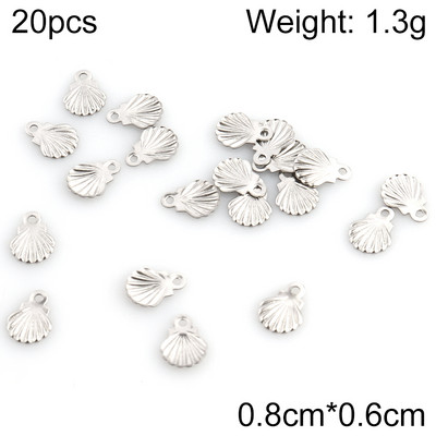 20db/tétel Rozsdamentes acél bűbáj ékszerkészítéshez Heart Moon Shell DIY medálok Ékszerkészítési kellékek Kiegészítők