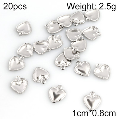 20db/tétel Rozsdamentes acél bűbáj ékszerkészítéshez Heart Moon Shell DIY medálok Ékszerkészítési kellékek Kiegészítők