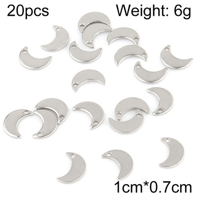 20db/tétel Rozsdamentes acél bűbáj ékszerkészítéshez Heart Moon Shell DIY medálok Ékszerkészítési kellékek Kiegészítők