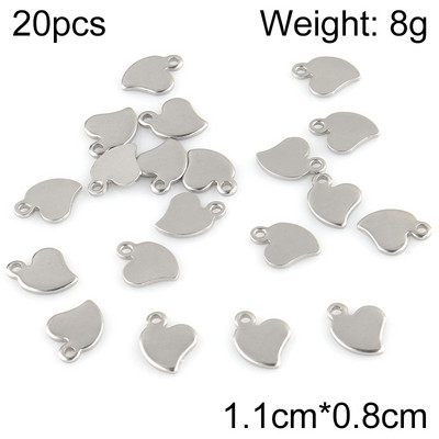 20db/tétel Rozsdamentes acél bűbáj ékszerkészítéshez Heart Moon Shell DIY medálok Ékszerkészítési kellékek Kiegészítők