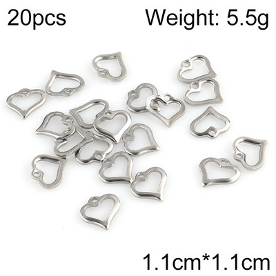20db/tétel Rozsdamentes acél bűbáj ékszerkészítéshez Heart Moon Shell DIY medálok Ékszerkészítési kellékek Kiegészítők