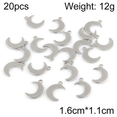 20db/tétel Rozsdamentes acél bűbáj ékszerkészítéshez Heart Moon Shell DIY medálok Ékszerkészítési kellékek Kiegészítők