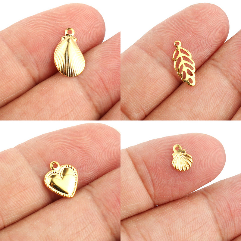 20db/tétel Rozsdamentes acél bűbáj ékszerkészítéshez Heart Moon Shell DIY medálok Ékszerkészítési kellékek Kiegészítők