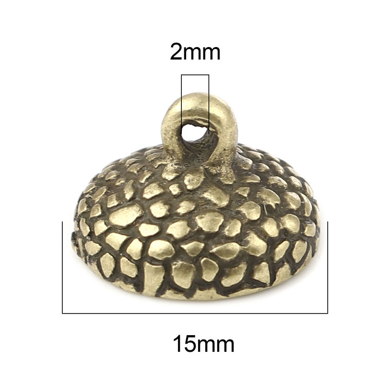 DoreenBeads Fém Gyöngysapkák Kerek (Fit Beads Mérete: 14mm Átm.) Barkácsolás Nyaklánc Fülbevaló Ékszer lelet 15mm x 11mm, 10db