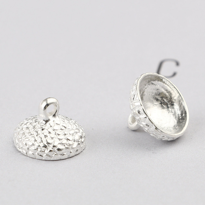 DoreenBeads Fém Gyöngysapkák Kerek (Fit Beads Mérete: 14mm Átm.) Barkácsolás Nyaklánc Fülbevaló Ékszer lelet 15mm x 11mm, 10db