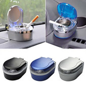 Mini scrumieră auto cu lumini LED Tavă universală portabilă pentru scrumieră cu gaură pentru fumat Accesorii pentru interiorul mașinii ignifugă