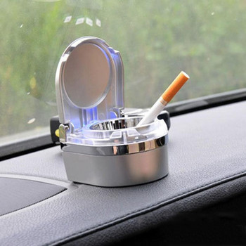Μίνι τασάκι αυτοκινήτου με φώτα LED Φορητός γενικός δίσκος στάχτης με τρύπα καπνίσματος επιβραδυντικό φλόγας Αξεσουάρ εσωτερικού αυτοκινήτου