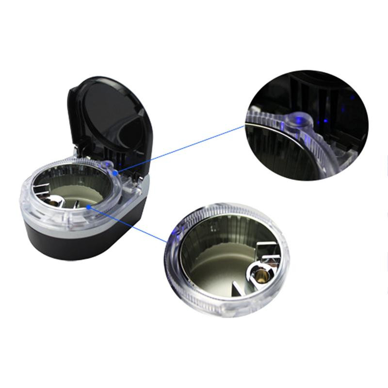 Mini scrumieră auto cu lumini LED Tavă universală portabilă pentru scrumieră cu gaură pentru fumat Accesorii pentru interiorul mașinii ignifugă