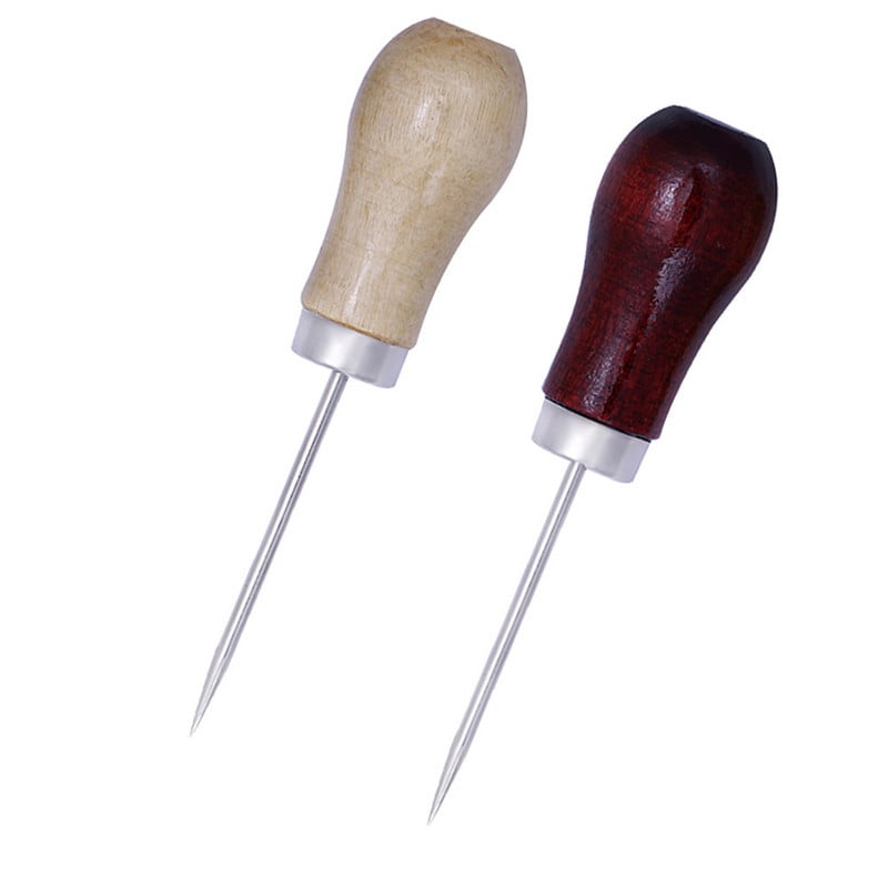 KAOBUY În formă de tărtăcuță, șantier, mâner din lemn, unelte de pungă, instrumente de artizanat din piele, pânză, mâner din lemn, instrument de zgârietură pentru prelucrarea pielii