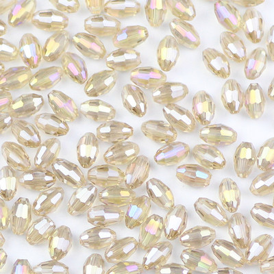 YHBZRET 100 бр. Оризови зърна Висококачествени австрийски кристални мъниста 4*6 мм овална форма Стъклен дистанционер Разхлабени мъниста Изработка на бижута Гривна Направи си сам