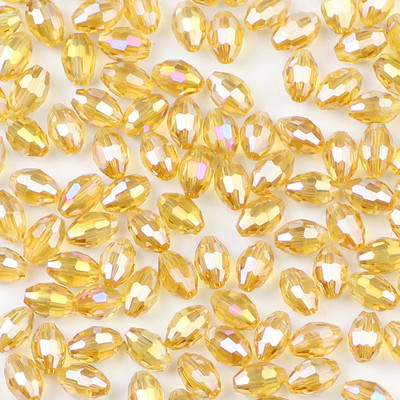 YHBZRET 100 бр. Оризови зърна Висококачествени австрийски кристални мъниста 4*6 мм овална форма Стъклен дистанционер Разхлабени мъниста Изработка на бижута Гривна Направи си сам