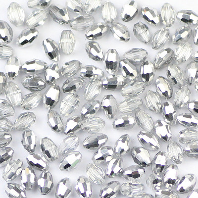 YHBZRET 100 бр. Оризови зърна Висококачествени австрийски кристални мъниста 4*6 мм овална форма Стъклен дистанционер Разхлабени мъниста Изработка на бижута Гривна Направи си сам