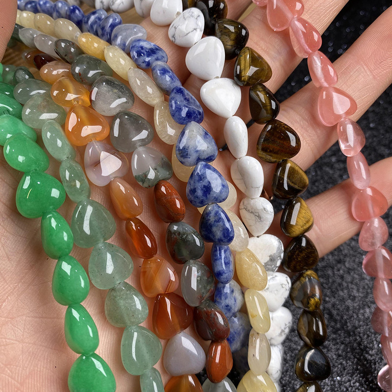 40 buc. Mărgele din piatră semiprețioasă în formă de inimă naturală pentru fabricarea de farmec pentru bijuterii DIY, brățară, colier, cadou pentru femei, dimensiune 10x10mm