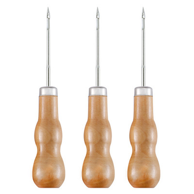 SHWAKK Mâner din Lemn Piele Cusut Awl Pentru Pantofi Geantă Cusătură de mână Taper Leathercraft Ac Set de instrumente Artizanat Cusut