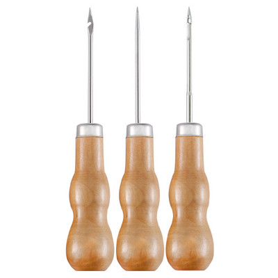 SHWAKK Mâner din Lemn Piele Cusut Awl Pentru Pantofi Geantă Cusătură de mână Taper Leathercraft Ac Set de instrumente Artizanat Cusut