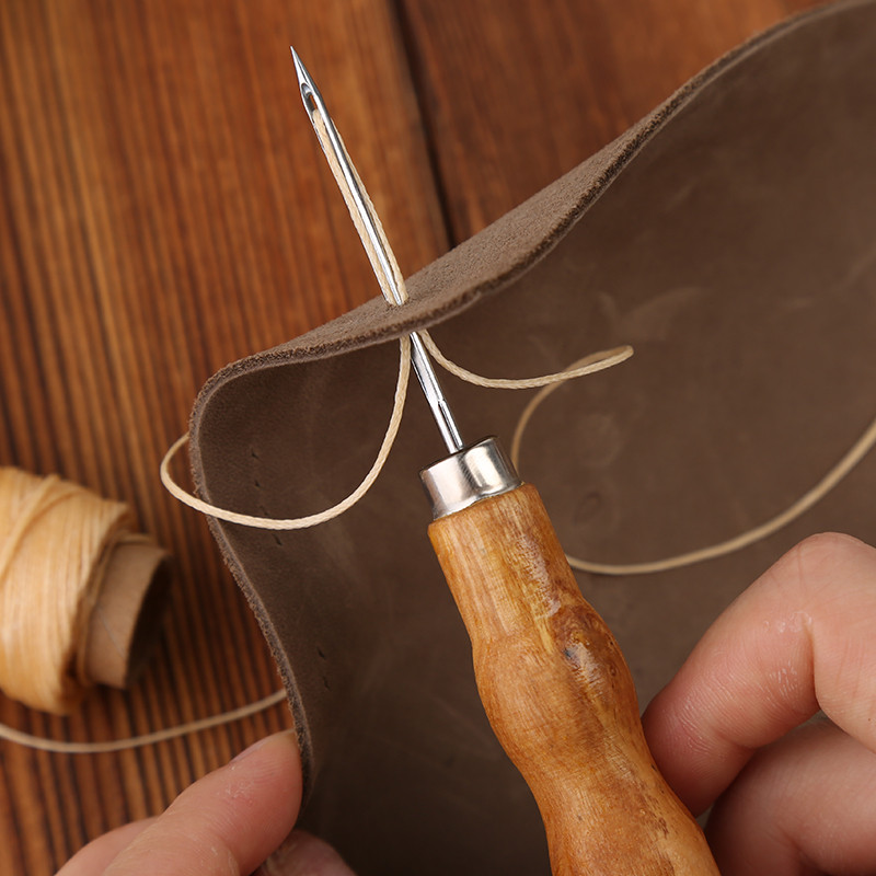 SHWAKK Mâner din Lemn Piele Cusut Awl Pentru Pantofi Geantă Cusătură de mână Taper Leathercraft Ac Set de instrumente Artizanat Cusut