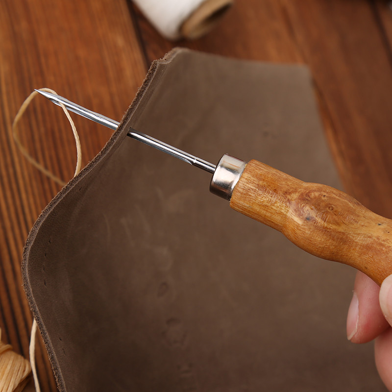 SHWAKK Mâner din Lemn Piele Cusut Awl Pentru Pantofi Geantă Cusătură de mână Taper Leathercraft Ac Set de instrumente Artizanat Cusut
