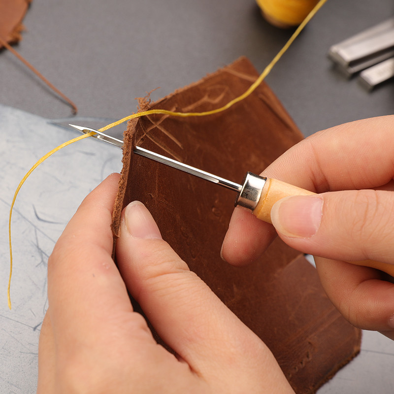 SHWAKK Mâner din Lemn Piele Cusut Awl Pentru Pantofi Geantă Cusătură de mână Taper Leathercraft Ac Set de instrumente Artizanat Cusut