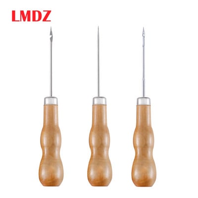 LMDZ 1PC Ξύλινη λαβή Εργαλείο Awl Hand Stittching Taper Leather Craft Needle Tool Δερμάτινο ράψιμο καμβά παπουτσιών Αναλώσιμα επισκευής