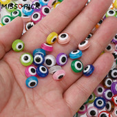 50db 6 8 10mm ovális alakú Evil Eye gyanta gyöngyök színes távtartó gyöngyök ékszerkészítéshez barkács kézzel készített fülbevaló karkötő kiegészítő
