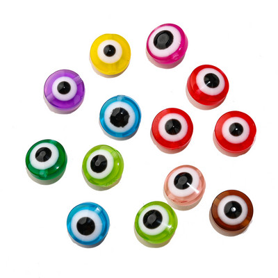 50db 6 8 10mm ovális alakú Evil Eye gyanta gyöngyök színes távtartó gyöngyök ékszerkészítéshez barkács kézzel készített fülbevaló karkötő kiegészítő