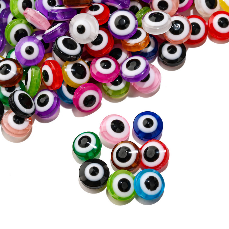 50db 6 8 10mm ovális alakú Evil Eye gyanta gyöngyök színes távtartó gyöngyök ékszerkészítéshez barkács kézzel készített fülbevaló karkötő kiegészítő