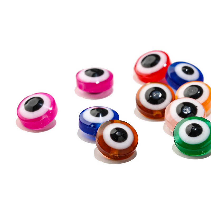 50db 6 8 10mm ovális alakú Evil Eye gyanta gyöngyök színes távtartó gyöngyök ékszerkészítéshez barkács kézzel készített fülbevaló karkötő kiegészítő
