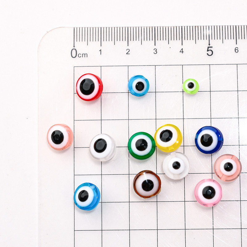 50db 6 8 10mm ovális alakú Evil Eye gyanta gyöngyök színes távtartó gyöngyök ékszerkészítéshez barkács kézzel készített fülbevaló karkötő kiegészítő