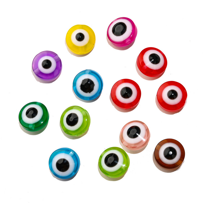 50db 6 8 10mm ovális alakú Evil Eye gyanta gyöngyök színes távtartó gyöngyök ékszerkészítéshez barkács kézzel készített fülbevaló karkötő kiegészítő