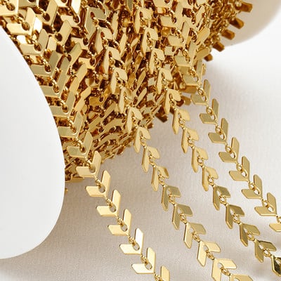 2 méter/1 méteres rozsdamentes acél láncok, nem fakulás, arany színű repülőgép-levelek lánc ékszerkészítéshez barkácsolás nyaklánc karkötő kellékek