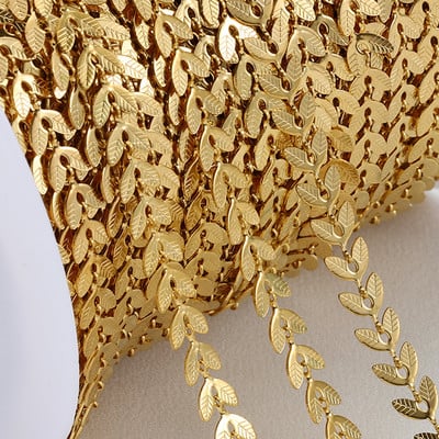 2 méter/1 méteres rozsdamentes acél láncok, nem fakulás, arany színű repülőgép-levelek lánc ékszerkészítéshez barkácsolás nyaklánc karkötő kellékek