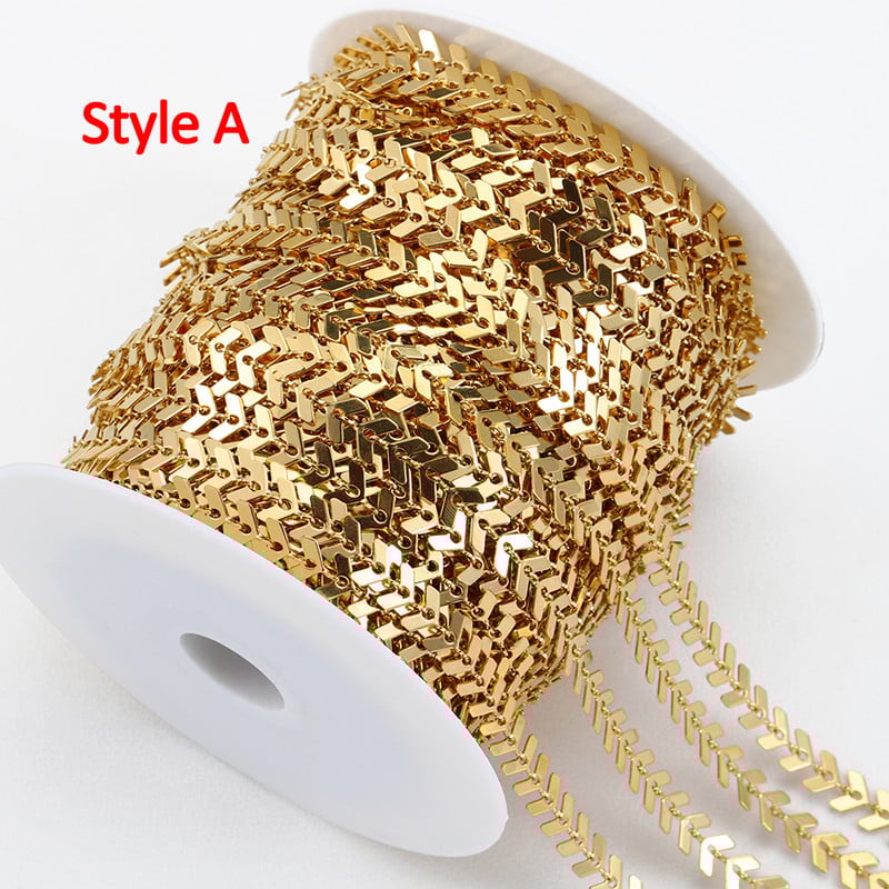 2 méter/1 méteres rozsdamentes acél láncok, nem fakulás, arany színű repülőgép-levelek lánc ékszerkészítéshez barkácsolás nyaklánc karkötő kellékek