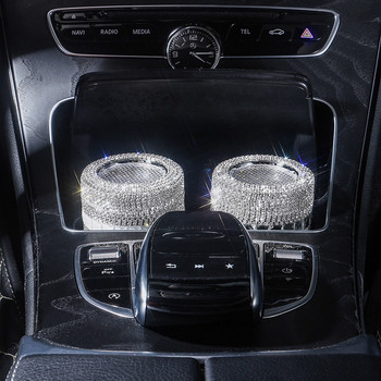 Универсален диамантен автомобил LED пепелник Контейнер за чаша за боклук Пура Пепелник Автомобилен стил Rainstone Car Bling Аксесоари за жени