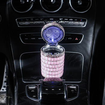 Universal Diamond Car LED Τασάκι δοχείο σκουπιδιών Δοχείο στάχτης πούρων Δίσκος αυτοκινήτου Styling Rainstone Car Bling Αξεσουάρ για γυναίκες