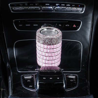 Universalus deimantinis automobilinis LED peleninės šiukšlių puodelio konteineris cigarų pelenų padėklas automobilių modeliavimo lietaus akmenų automobilio nešvarumų priedai moterims