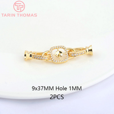 (5057) 9x37MM 24K arany színű sárgaréz cirkon karkötő csattal Kiváló minőségű barkács ékszer kiegészítők nagykereskedelme