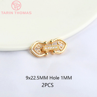 (5057) 9x37MM 24K arany színű sárgaréz cirkon karkötő csattal Kiváló minőségű barkács ékszer kiegészítők nagykereskedelme