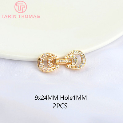 (5057) 9x37MM 24K arany színű sárgaréz cirkon karkötő csattal Kiváló minőségű barkács ékszer kiegészítők nagykereskedelme