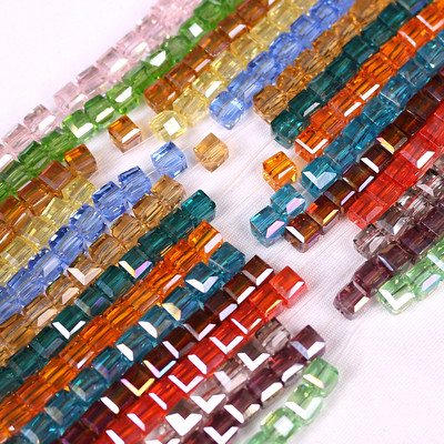 ZHUBI Crystal Cube Beads Spacer DIY Izrada nakita 2/3/4/6/8/10MM Labave fasetirane staklene četvrtaste perle za pribor za ručni rad