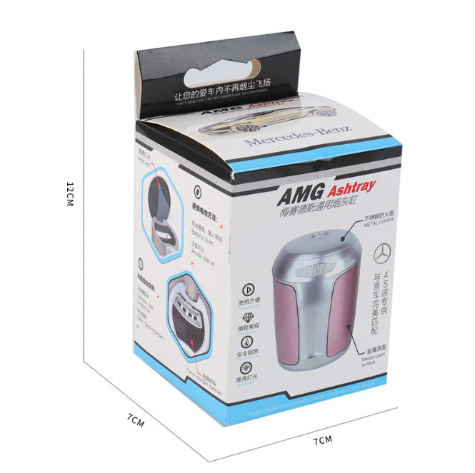 Kūrybinė automobilio rūkymo peleninė skirta Mercedes-Benz antipirenui su LED šviesos cigarų pelenine