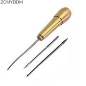 ZCMYDDM Mâner de cupru Awl de cusut pentru cusut de mână Instrument de reparare a pantofilor din piele din pânză Kit de perforare Instrumente de cusut pentru piele DIY