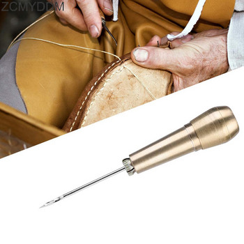 Χάλκινη λαβή ZCMYDDM Σουβάκι ραπτικής για ραπτικό χεριών Δερμάτινο καμβά παπουτσιών επισκευής εργαλείων γροθιά κιτ DIY Δερμάτινα εργαλεία ραπτικής