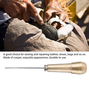 Χάλκινη λαβή ZCMYDDM Σουβάκι ραπτικής για ραπτικό χεριών Δερμάτινο καμβά παπουτσιών επισκευής εργαλείων γροθιά κιτ DIY Δερμάτινα εργαλεία ραπτικής